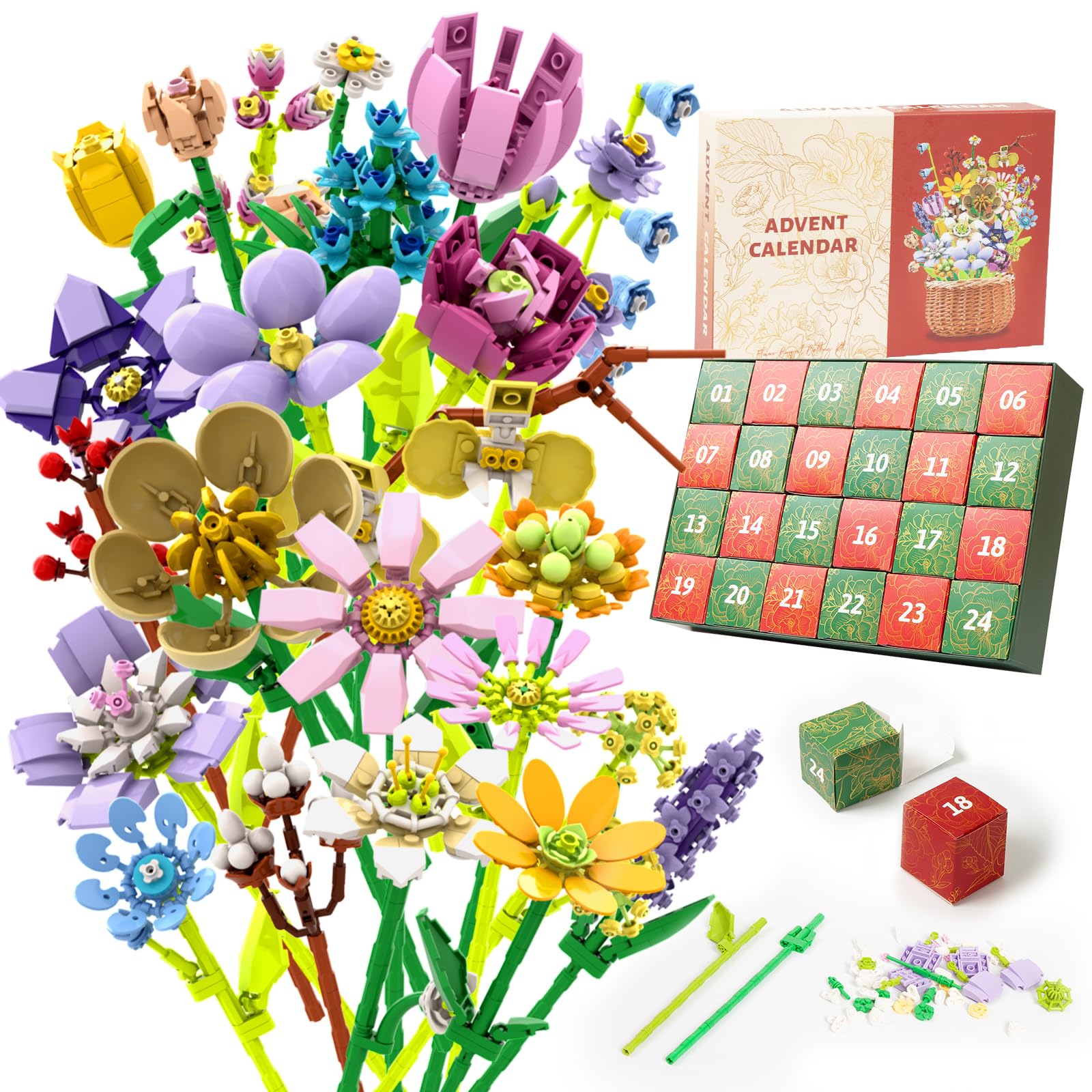 Photo 1 of 2025 Advent Calendar BIG Flower Christmas Building Blocks Gifts for Adult Countdown Advent Calendar Christmas Decoration