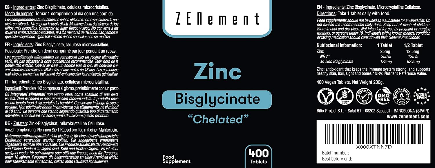 Zinc Bisglycinate, 400 Vegan Tablets, 400 count (Pack of 1) - Image 3