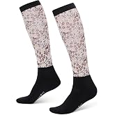 Kerrits Women's Dual Zone Equestrian Tall Boot Socks &ndash; Knee-High Horse Riding Socks with Foot Cushion &amp; Horse Print