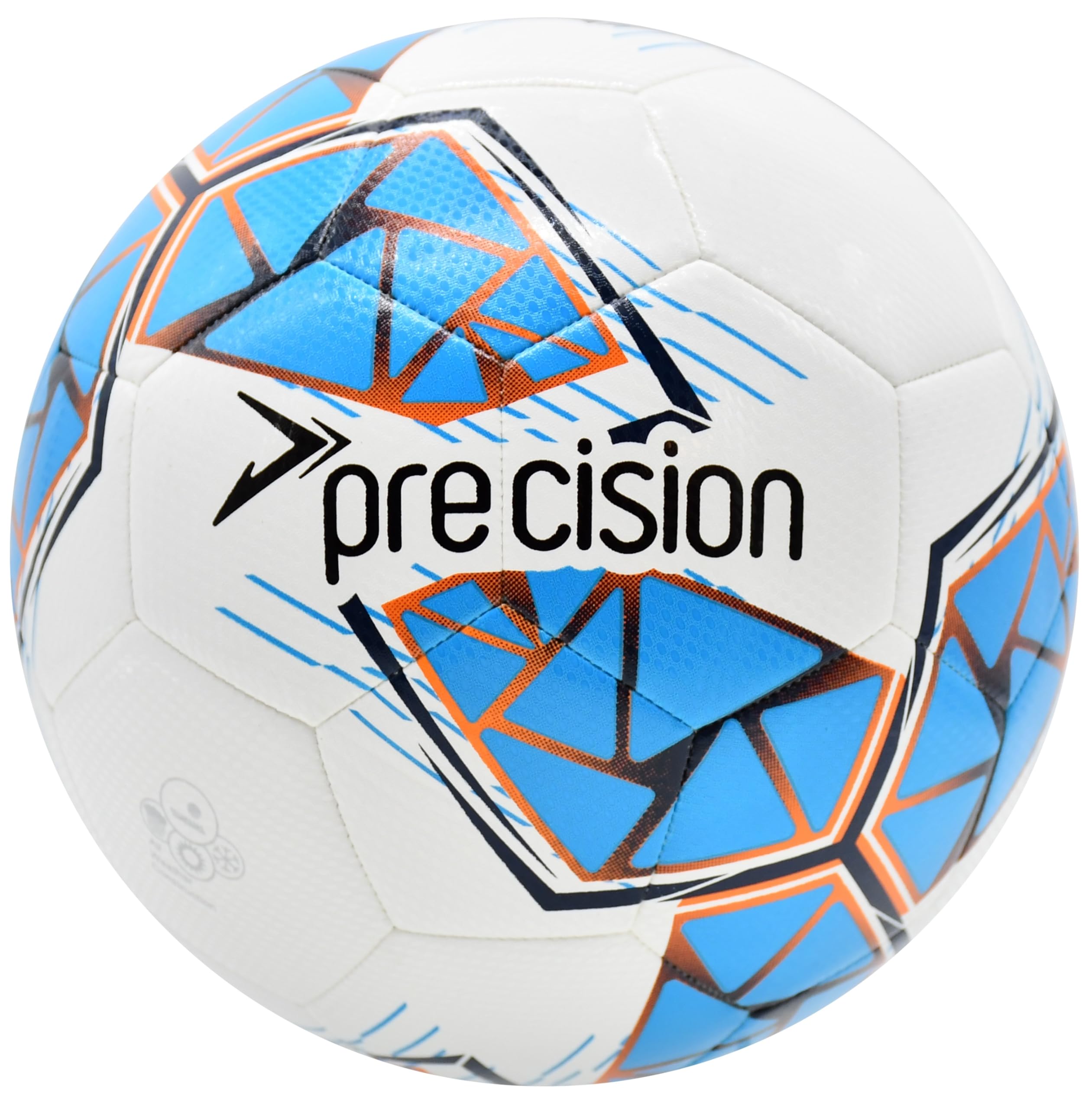 Precision Fusion FIFA Basic Training Ball, All-Weather, IMS Certified, Official, Highly Durable, 3.5mm Eva Foam, White, Cyan, Orange, Size Ball 3
