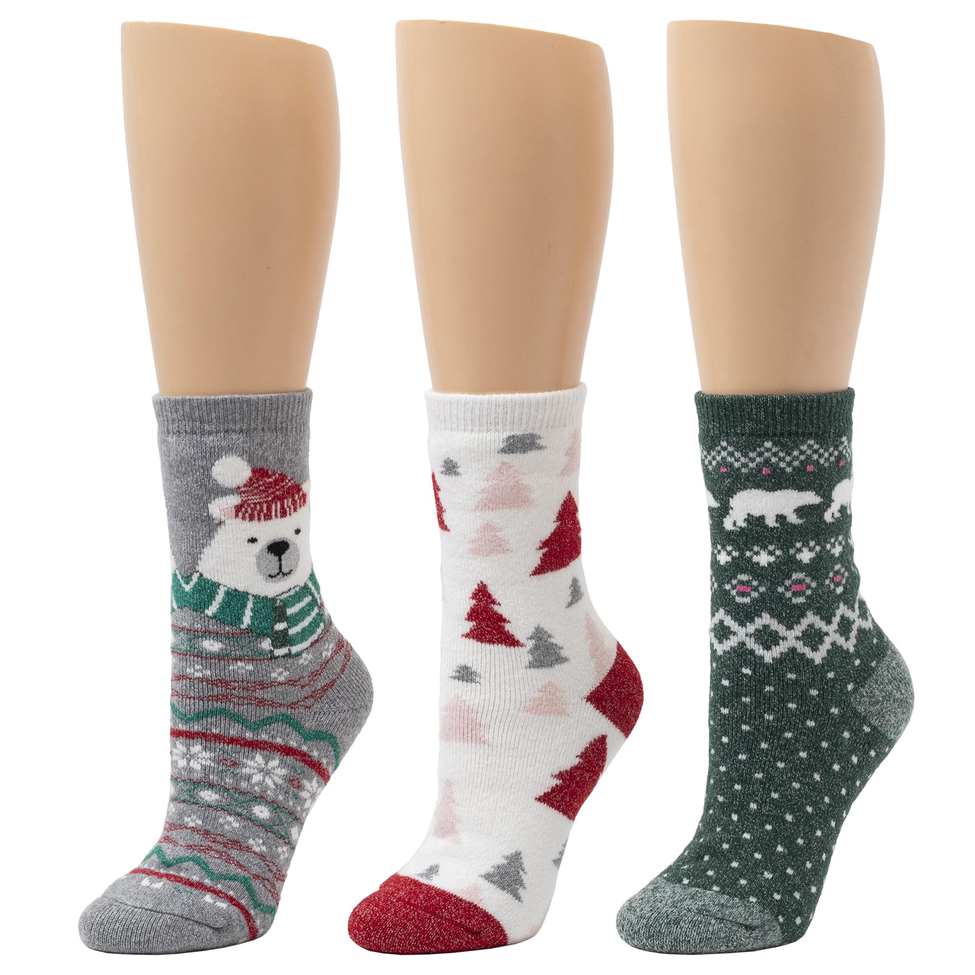 Photo 1 of *MINOR DAMAGE - USED*
Cuddl Duds Women Year Round Warm Super Soft Gift 3 Pair Pack Lounge Socks, Holiday