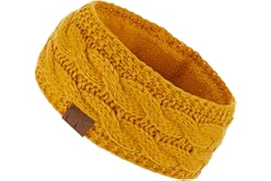 C.C Winter Fuzzy Fleece Lined Thick Knitted Diagonal Stripes Criss-Cross Pattern Headband Headwrap (HW-2060)