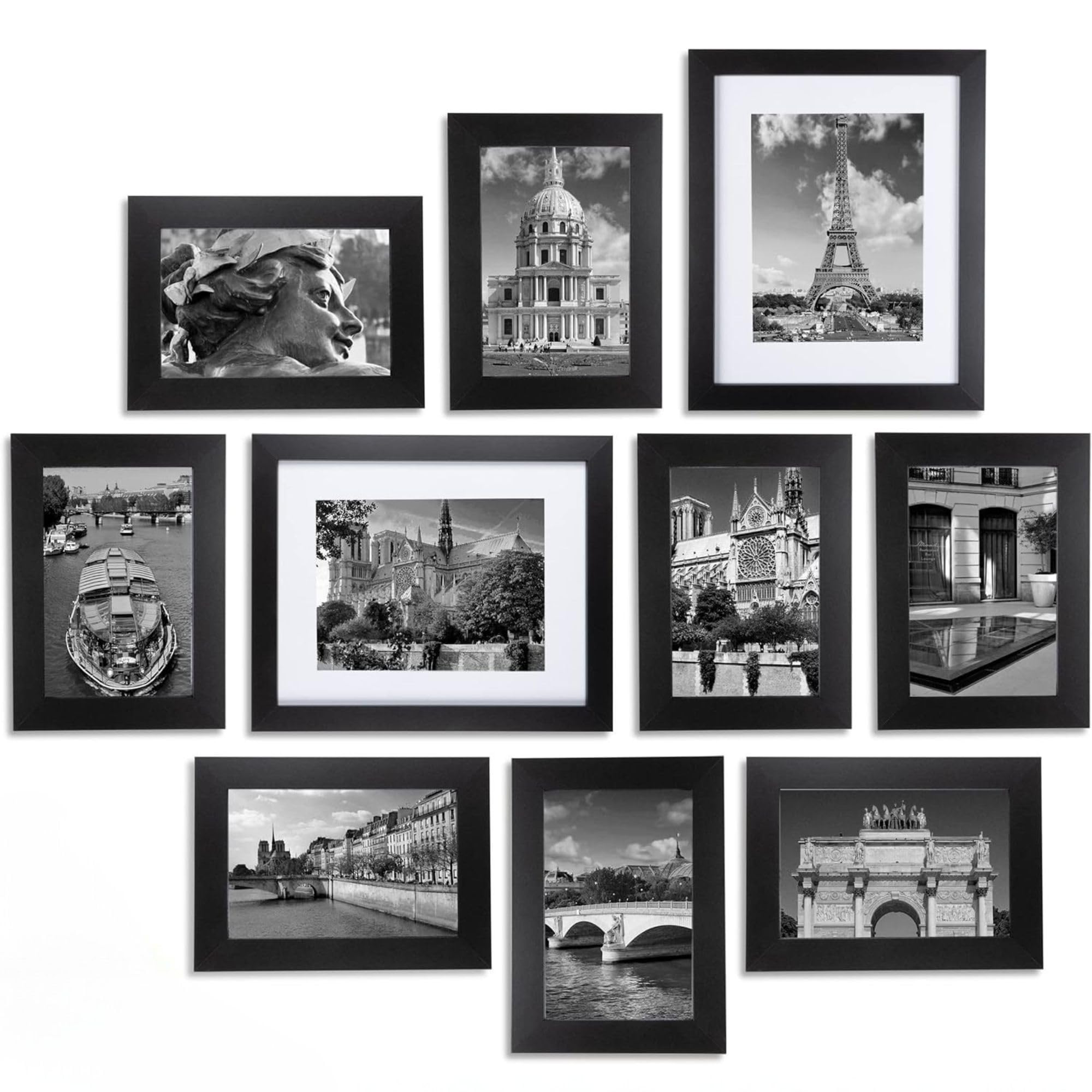 Postavo 10 Pack Premium Wooden Picture Frame, Various Sizes, 18 x 13, Black, Collage, 28 x 18 cm, Portrait or Landscape, for Free Standing or Hanging