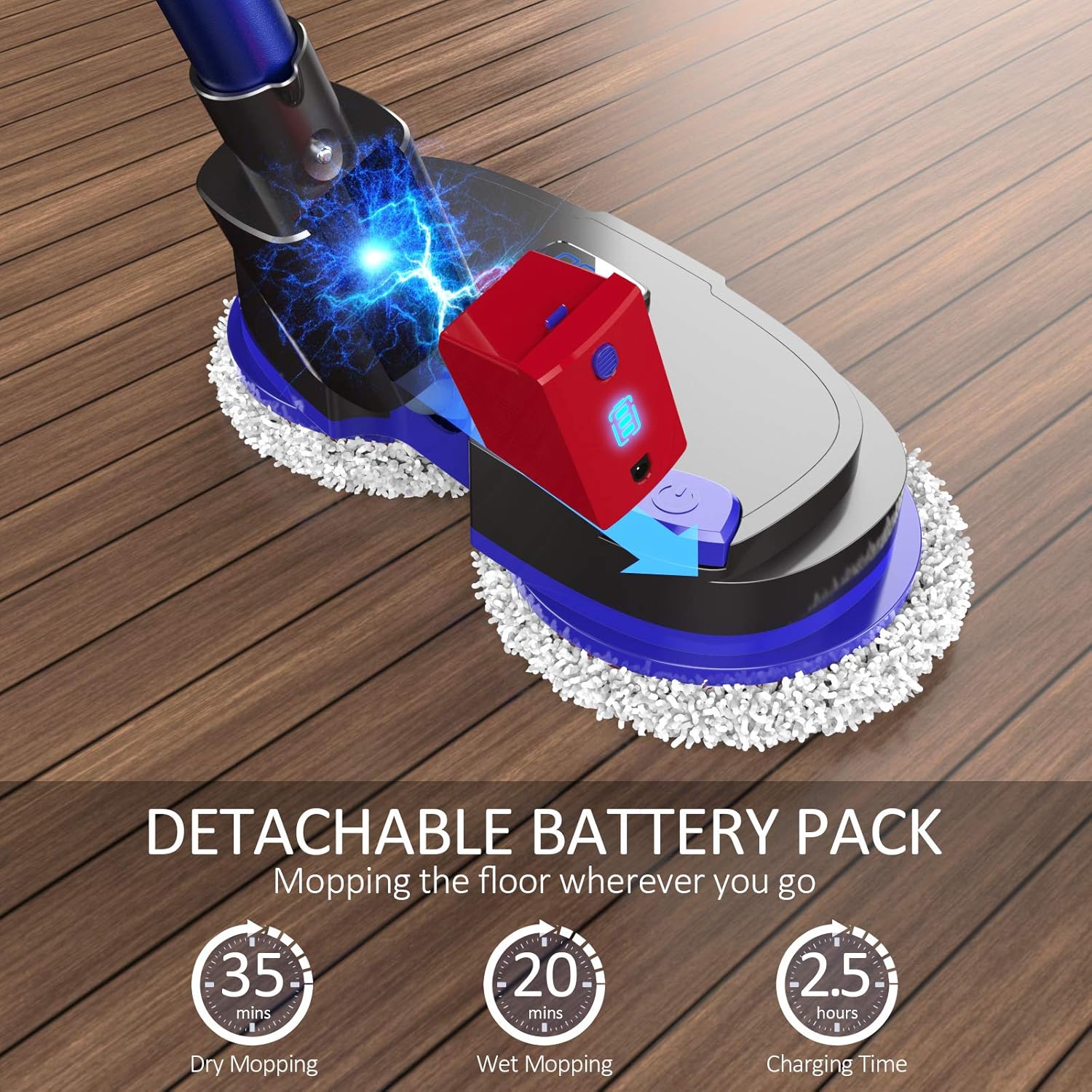 Cordless Electric Spin Mop, Spray Mop for Floor Cleaning with 265R/min Speed, Polisher with Built-in 300ml Water Tank for Hardwood & Tile & Marble & Laminate Floors, Scrubber with LED Headlight: Health & Personal Care