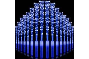 CZBRO 16 Pack Glow Fiber Wands, Flex Light Up Fiber Optic Sticks with 3 Lighting Modes-Fast Flashing, Slow Flashing and Constant, 14 Inch High Bulk Huge Glow Fiber Wands for Birthday Wedding Party (Blue)