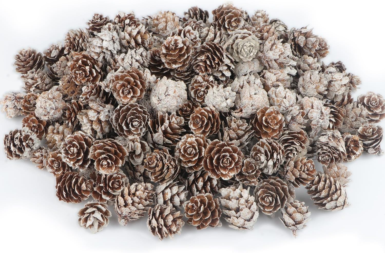 Artificial Snow - 200PCS Mini Snow Pine Cones Christmas Natural Pinecones with White Paint Pine Cones in Bulk for Home Party Crafts Gift Wedding Christmas Tree Winter Decoration