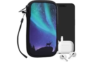 kwmobile Neoprene Sleeve for Smartphone Size L - 6.5" - Shock Absorbing Pouch Case - Protective Phone Bag - Aurora Turquoise/Blue/Black