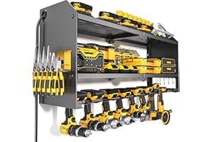 YYR Power Tool Organizer with Charging Station Wall Mount, Cordless Drill and Battery Holder for Garage Organization, Electri