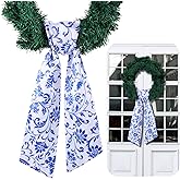 VitalCozy Chinoiserie Wreath Sash for Front Door Wreath Satin Sash for Embroidery Monogram Garland Ribbon Accessories Xmas Party Yard Doorway Indoor Outdoor Wall