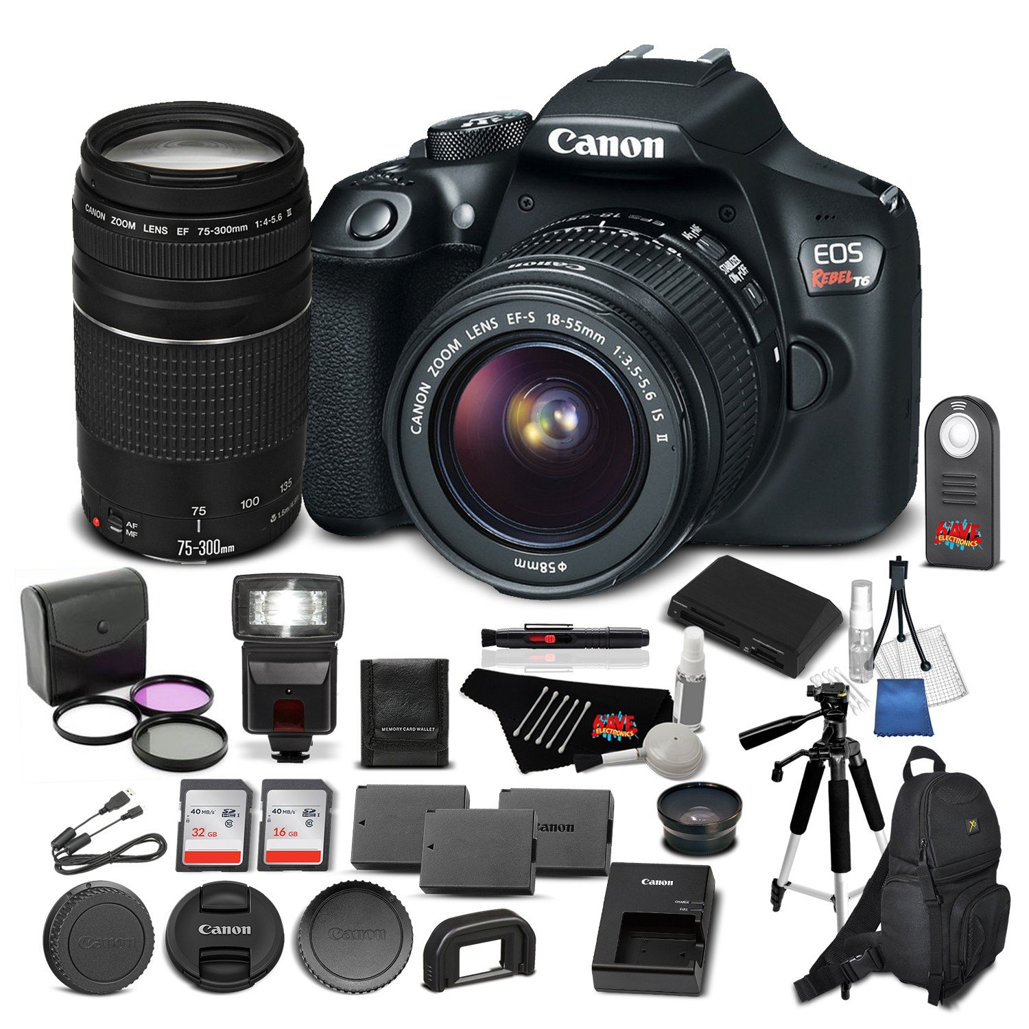 Canon EOS Rebel T6 Digital SLR Camera Bundle with EFS 1855mm f/3.55.