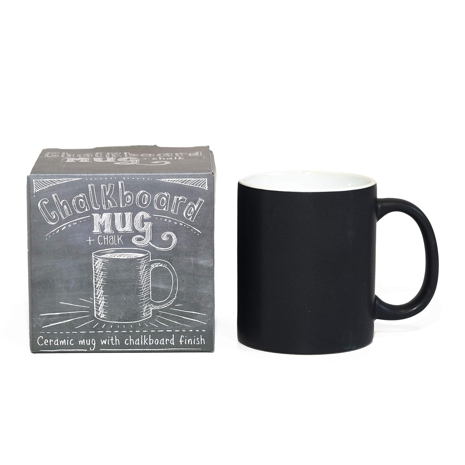 Personalized Chalkboard Ceramic Coffee Mug - Start Each Day with a New Message (Chalk Included)