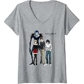 Women's Death Note Main Characters Posing with Logo Anime V-Neck T-Shirt