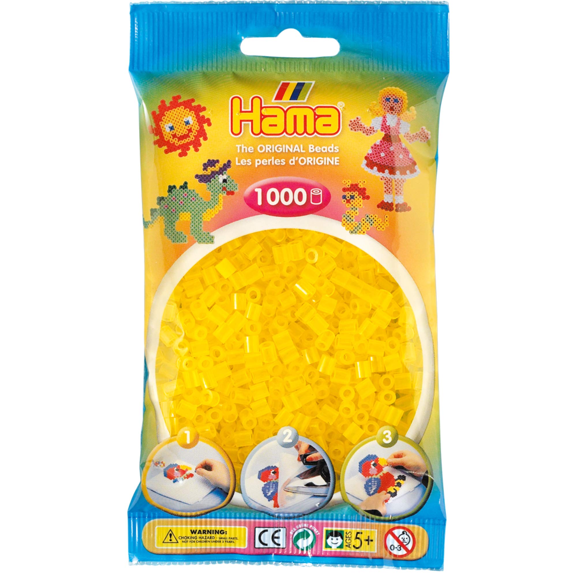 Hama Beads 1,000 Bead Refill Bag - Translucent Yellow