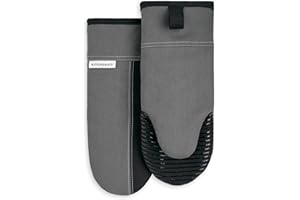 KITCHENAID Beacon Two-Tone Oven Mitt 2-Pack Set, Contour Silver/Matte Black, 5.75"x13"