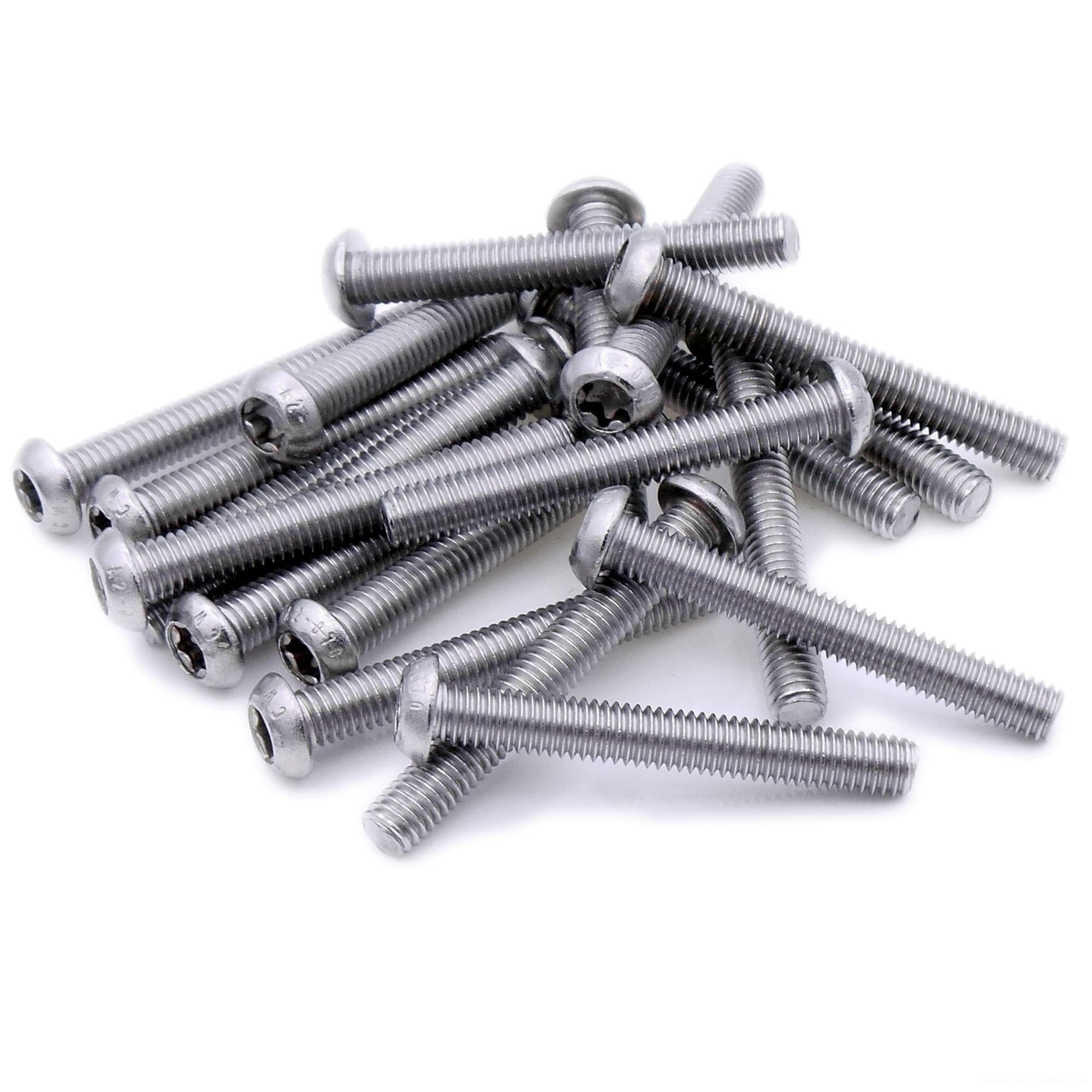 M3 (3mm x 30mm) TX Socket Button Machine Screw (Bolt) - Stainless Steel (A2) (Pack of 20)