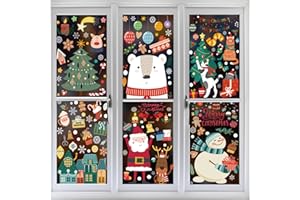 BANANABROTHER Christmas Window Clings, Christmas Window Decorations Clearance, Xmas Window Stickers for Kids, Decal Decor for Glass Windows (200PCS)