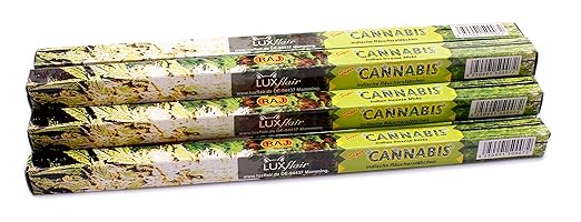 Luxflair Premium Räucherstäbchen Cannabis, XL Set mit 10 Packungen á 8 Räucherstäbchen (80 Stück), lange Brenndauer von je ca