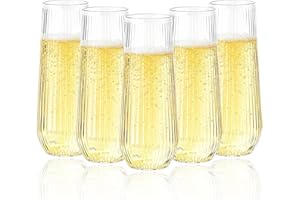 Goodluck 48pack Clear Disposable Champagne Flutes，9oz Stemless Champagne Flutes,Stemless Disposable Clear Plastic Toasting Glasses for Weddings, Birthday Parties, Family Gatherings, Bars