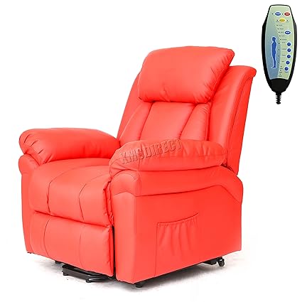 Foxhunter Bonded Leather Massage Cinema Riser Recliner Sofa Power Electric Lift Chair Mobility Armchair With Heating Function Fh Mls 11 Red