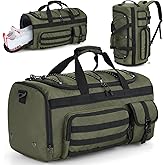 Gonex 45L Duffel Bag for Men, 3 in 1 Convertible Carry Gym Duffle with Shoe Compartment, Tactical Gear Loops, Water-Repellent Lining, Workout & Travel Bag (Army Green)