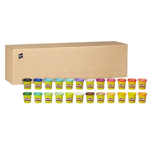 Play-Doh 24-Pack for Toddlers, Non-Toxic Modelling Compound Set with 20 Tools, Creative Toys for 2+ Year Old Kids, Reusable Tub for Easy Storage