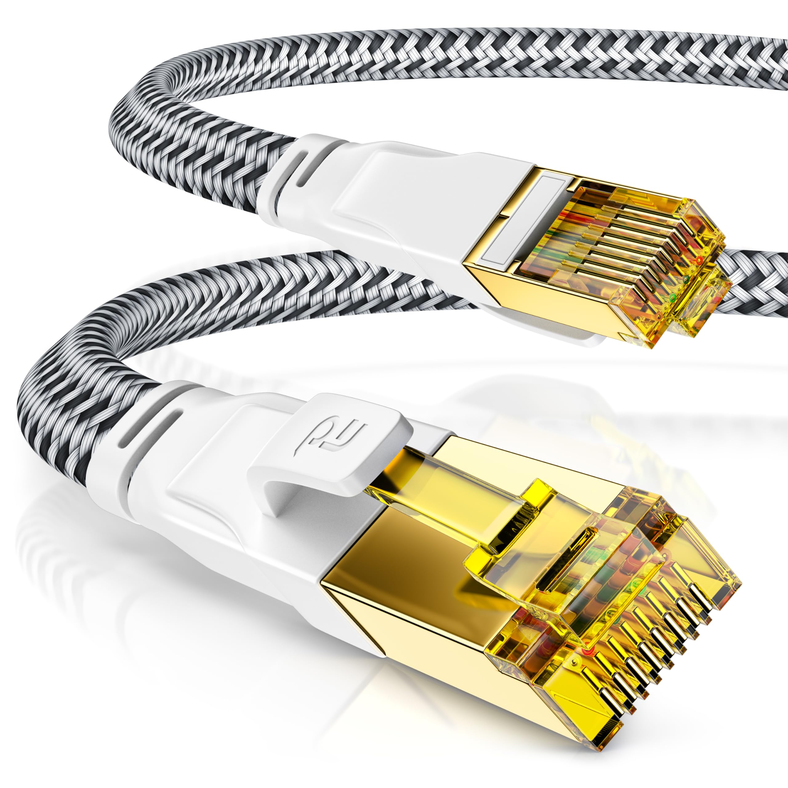 CSL CAT 7 Network Cable Flat and Thin LAN Cable for 10 Gigabit High Speed Internet Cable 10 Gbps Cat.7 RJ45 Cable for Switch Router Modem PC 15 m White