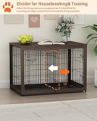 Piskyet Wooden Dog Crate Furniture with Divider