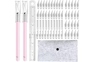 ARVAKR Craft Hobby Knife, Exacto Knife, 2 Knives and 60 Blades with a Bag, Precision Cutter Knife for Cutting Carving Scrapbooking Stencil, Pink