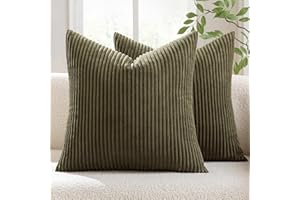 MIULEE Pack of 2, Corduroy Pillow Covers Soft Soild Striped Throw Pillow Covers Set Decorative Square Cushion Cases Pillowcas