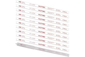 HAUTMEC 12" Hacksaw Blades 32 TPI – 10 Pack Bi-Metal Replacement Blades with High-Speed Steel Teeth and Spring Steel Body, Professional Grade, Fits Most Hacksaw Frames