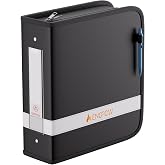 ENGPOW 3 Ring Binder,Fireproof 3 Inch D Ring Binder with Zipper,Holds 750 Sheets,Non-Stick,PVC-Free,Compatible with Clear Sheet Protectors,Portable School Office Home Safe Storage for Paper,Black