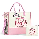 InnoBeta Flamingo Gifts for Women, Flamingo Tote Bag with Top Zipper Closure and Shoulder Strap for Birthday, Christmas and Every Special Occasion