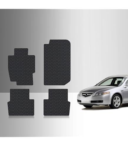 Black Nylon Floor Mats For 2004-2008 Acura TL 4DR – Anti-Slip Carpet Mats With TYPES Emblem