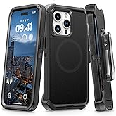 TUTUKII for iPhone 13 Pro & 14 Pro Case with Belt Clip Holster, Anti-Shock, Anti-Slip, Compatible with MagSafe, 3-Layer Drop Protection, Heavy Duty Magnetic Phone Case Cover 14 Pro, 6.1", Black