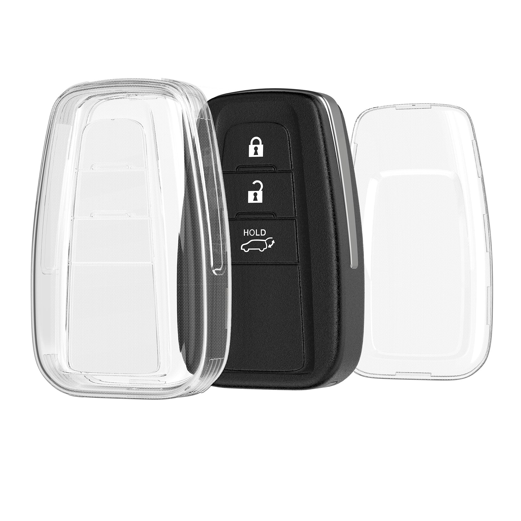 kwmobile Car Key Case Compatible with Toyota 3 Button RAV4 CHR Corolla 2021 Yaris Hilux Cover - Car Fob Case - Soft TPU Shell - Transparent