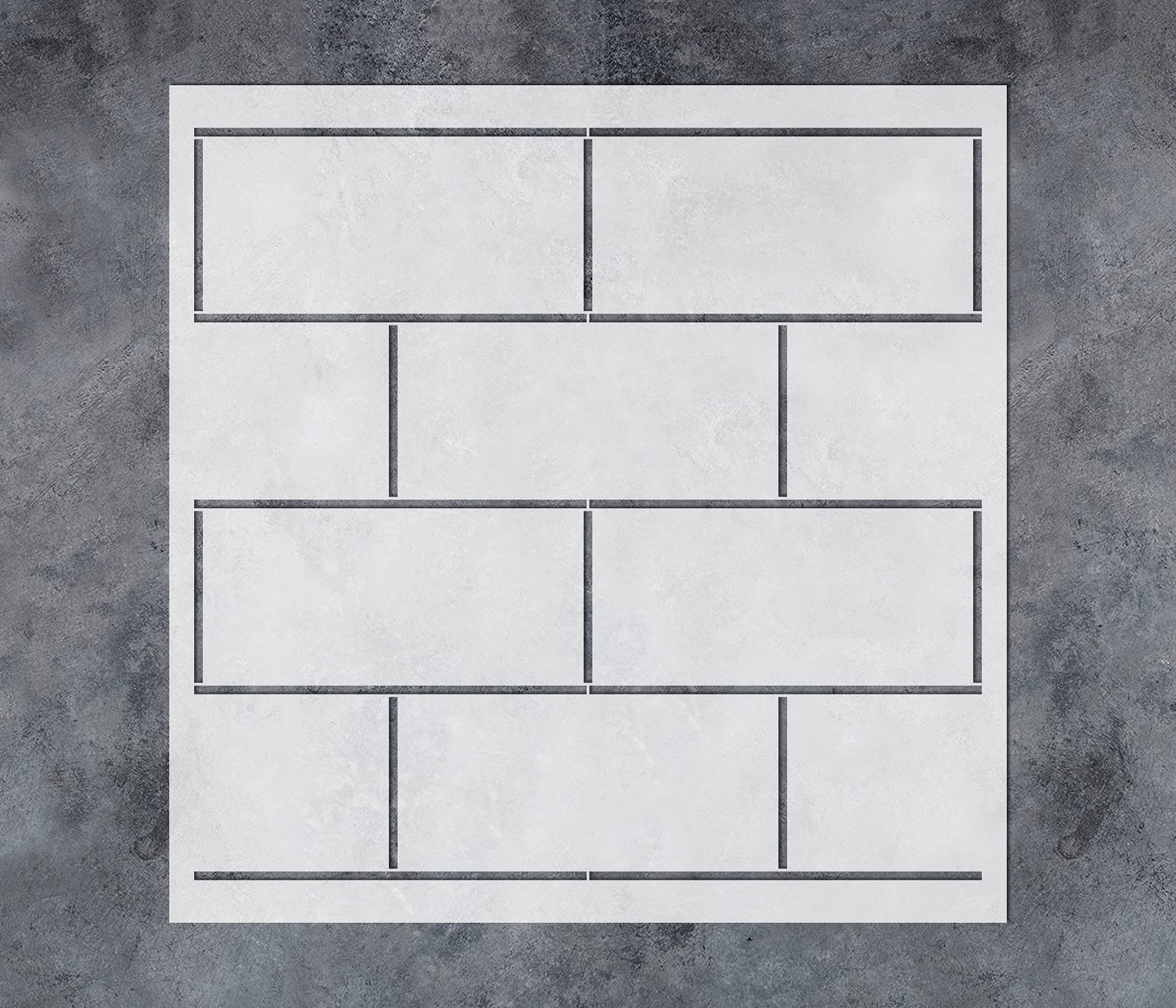 GSS Designs Geometric Brick Wall Stencil for Painting 12x12Inch - Reusable Repeating Pattern Stencils for Painting on Woods Wall Canvas Furniture - Subway Tile Stencils