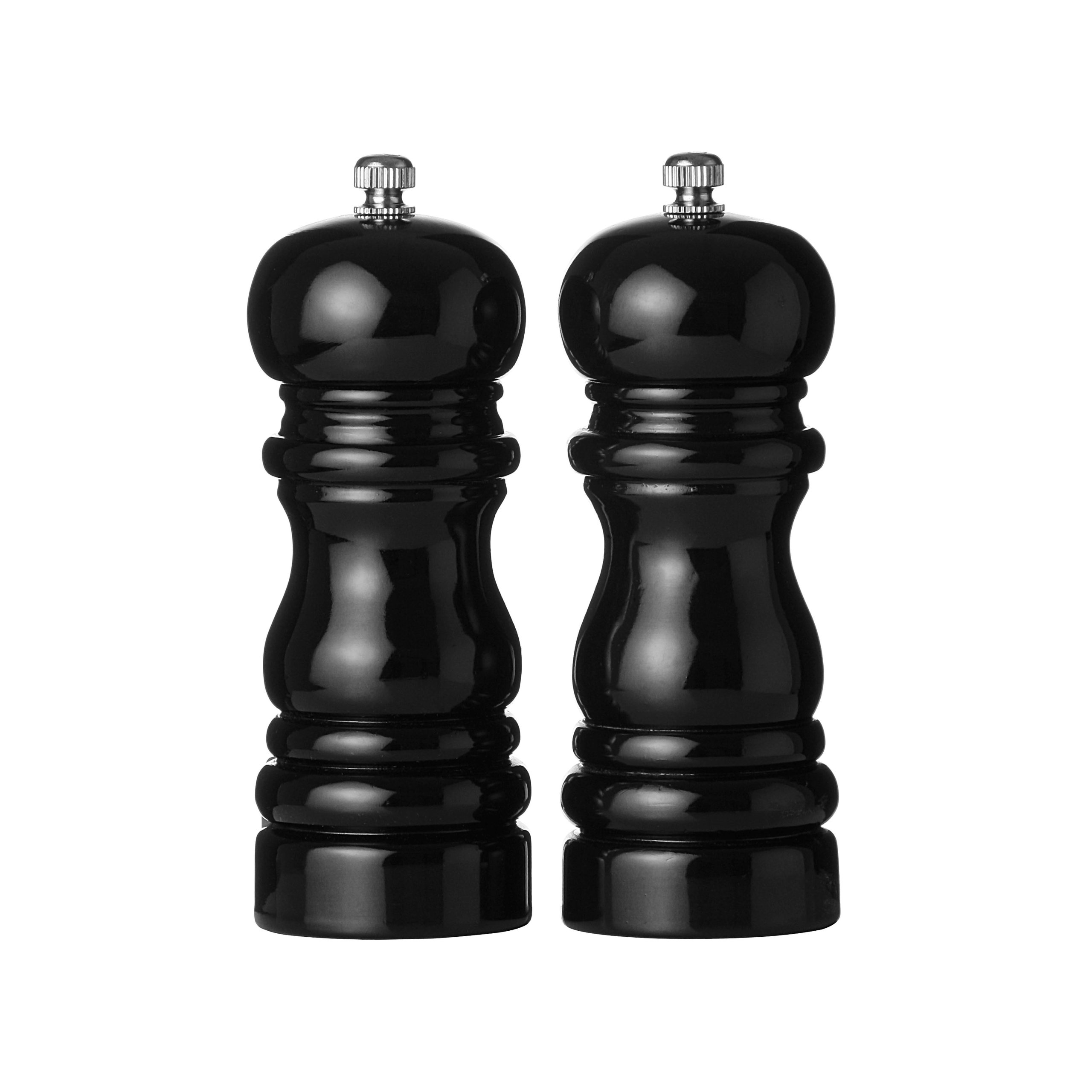 Premier Housewares Salt and Pepper Mill Set, 14.2 cm - Hi Gloss Black