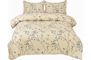 JSD Teal Blue Leaves Print Duvet Cover Set Queen Size, 3 Piece Soft Botanical Print Microfiber Duvet Cover with Pillow Shams Corner Ties