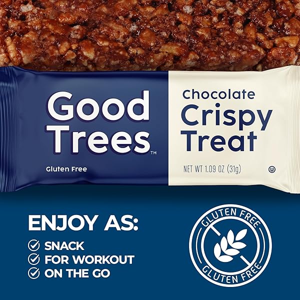 GOOD TREES RICE CRISPY TREATS GLUTEN-FREE SNACK BARS WITH NUT BUTTER & COCOA 12 COUNT