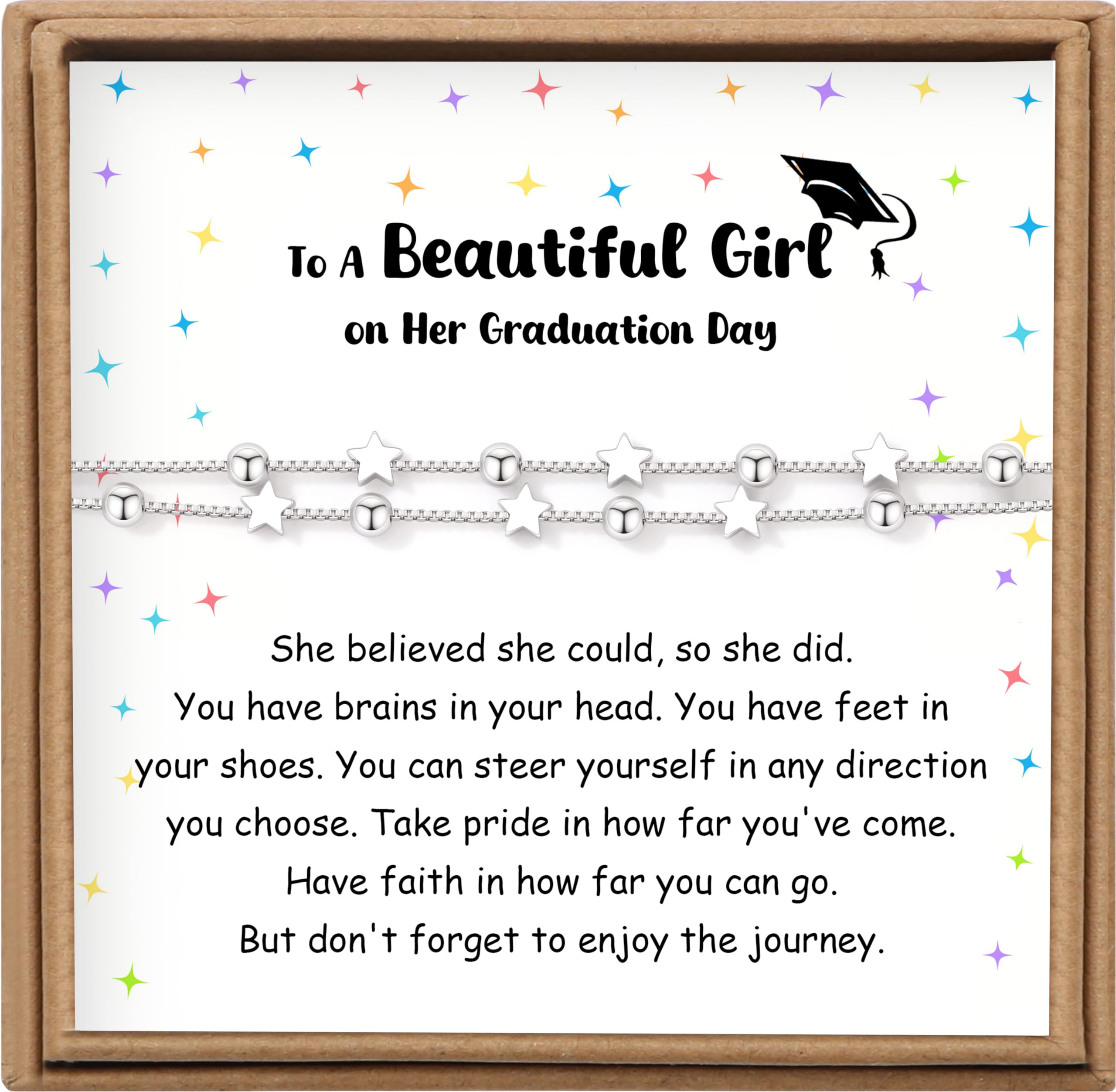 Photo 1 of JoycuFF Graduation Gifts for Her,5th 8th Grade High College Masters Degree Graduation Gifts 2025, Inspirational Graduation Bracelet Gift for Women Daughter Granddaughter