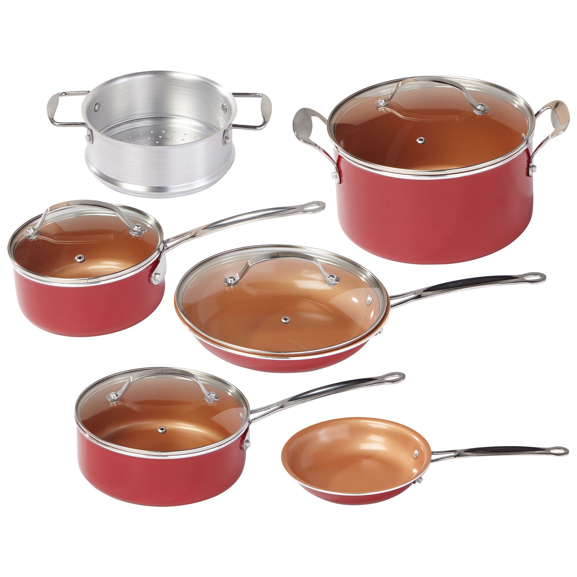 BulbHead (10824) Red Copper 10 PC Copper-Infused Ceramic Non-Stick