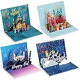 Gersoniel 4 Pack Eid Mubarak Pop up Cards Islamic Ramadan Gifts Handmade 3D Happy Eid Mubarak Greeting Cards Includes Envelopes Letter Paper Religious Muslim Holiday Celebration Ramadan Decorations