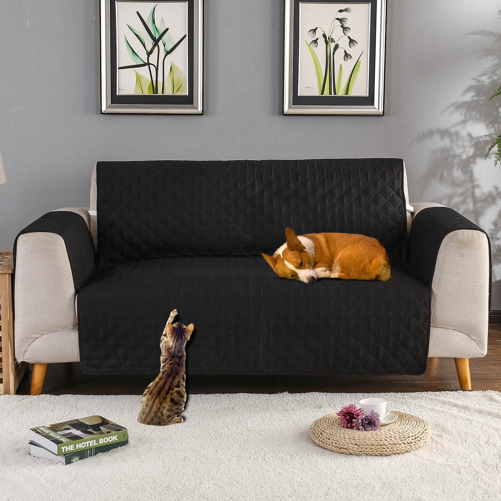 PETCUTE Sofa Cover 2 seater Mordern couch recliner covers Quilted Sofa Slipcovers Anti Slip Sofa Protector