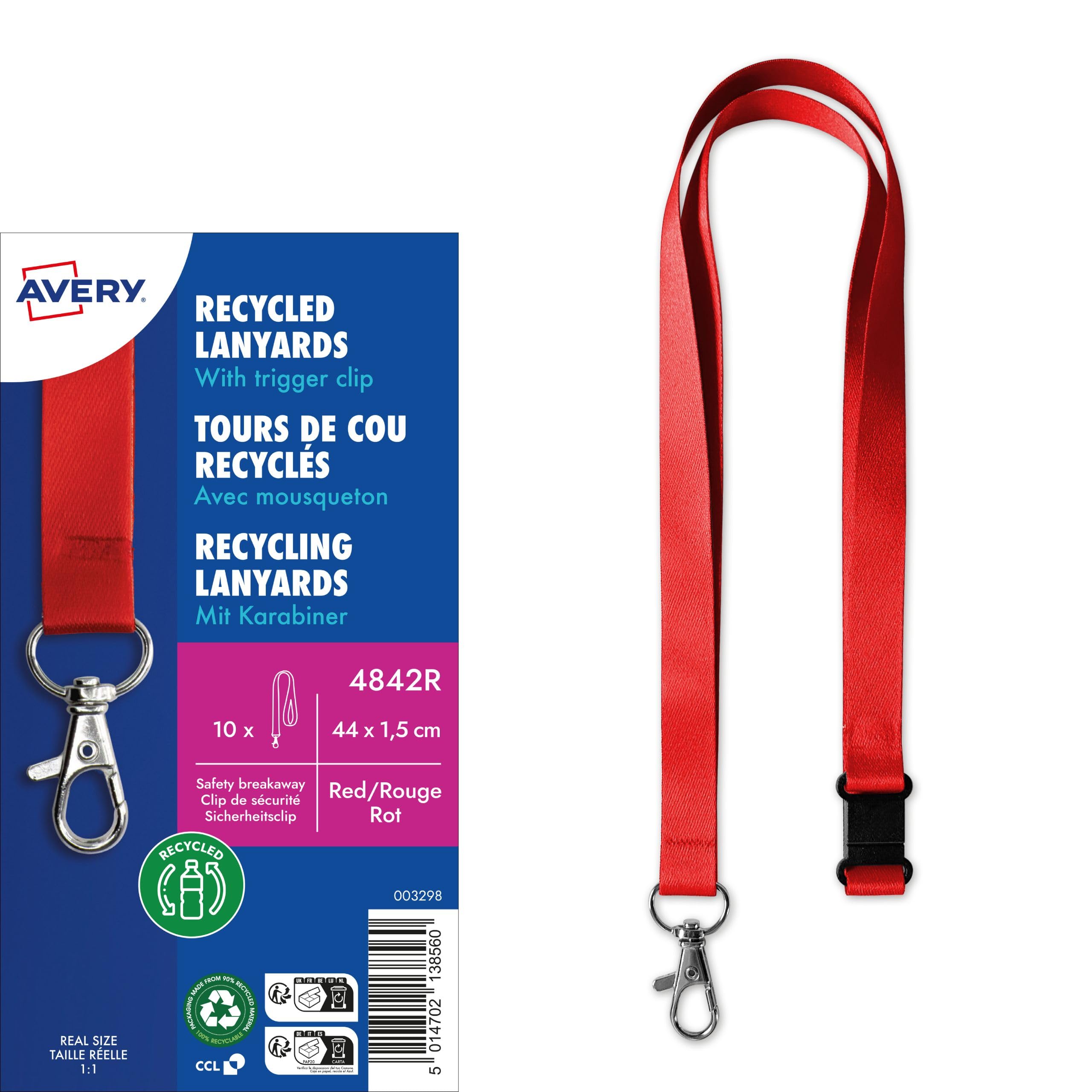 Avery – Box of 10 Neck Towels with Carabiner 44 cm Long x 1.5 cm Wide White