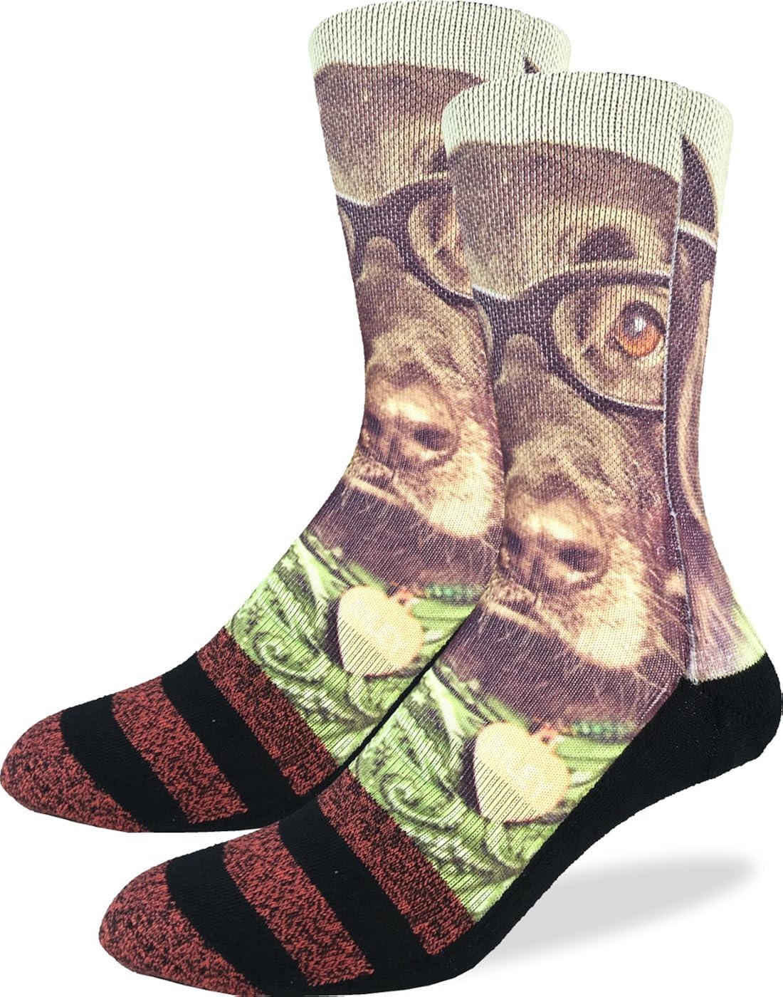 Good Luck Sock Men's Hipster Dog Crew Socks - Black, Adult Shoe Size 8-13