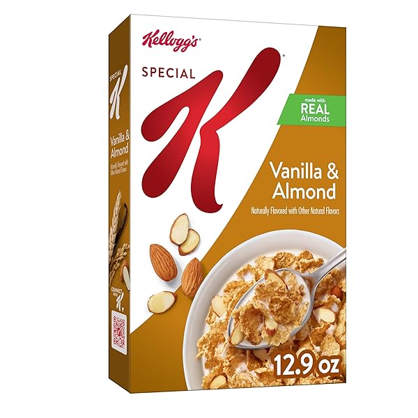 SPECIAL K COLD BREAKFAST CEREAL, 11 VITAMINS AND MINERALS, MADE WITH REAL ALMONDS, VANILLA AND ALMOND, 12.9OZ BOX (1 BOX)