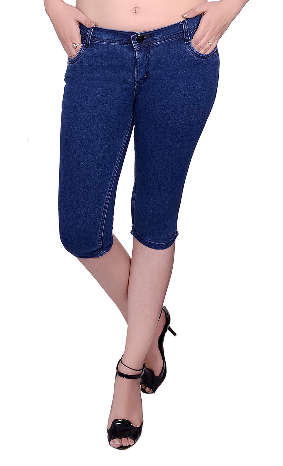 broadstar women denim blue capri