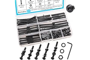 Bemaka 220PCS Black M4 Button Head Hex Socket Cap Screws, M4 x 30/35/40/45/50mm Metric Screws Bolts Nuts Washers Assortment Kit, 10.9 Grade Alloy Steel