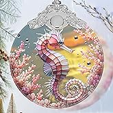 Seahorse Stained Glass Ornament - Christmas Ornament - Christmas Decorations for Tree - Holiday Present ldeas - Gift Exchange