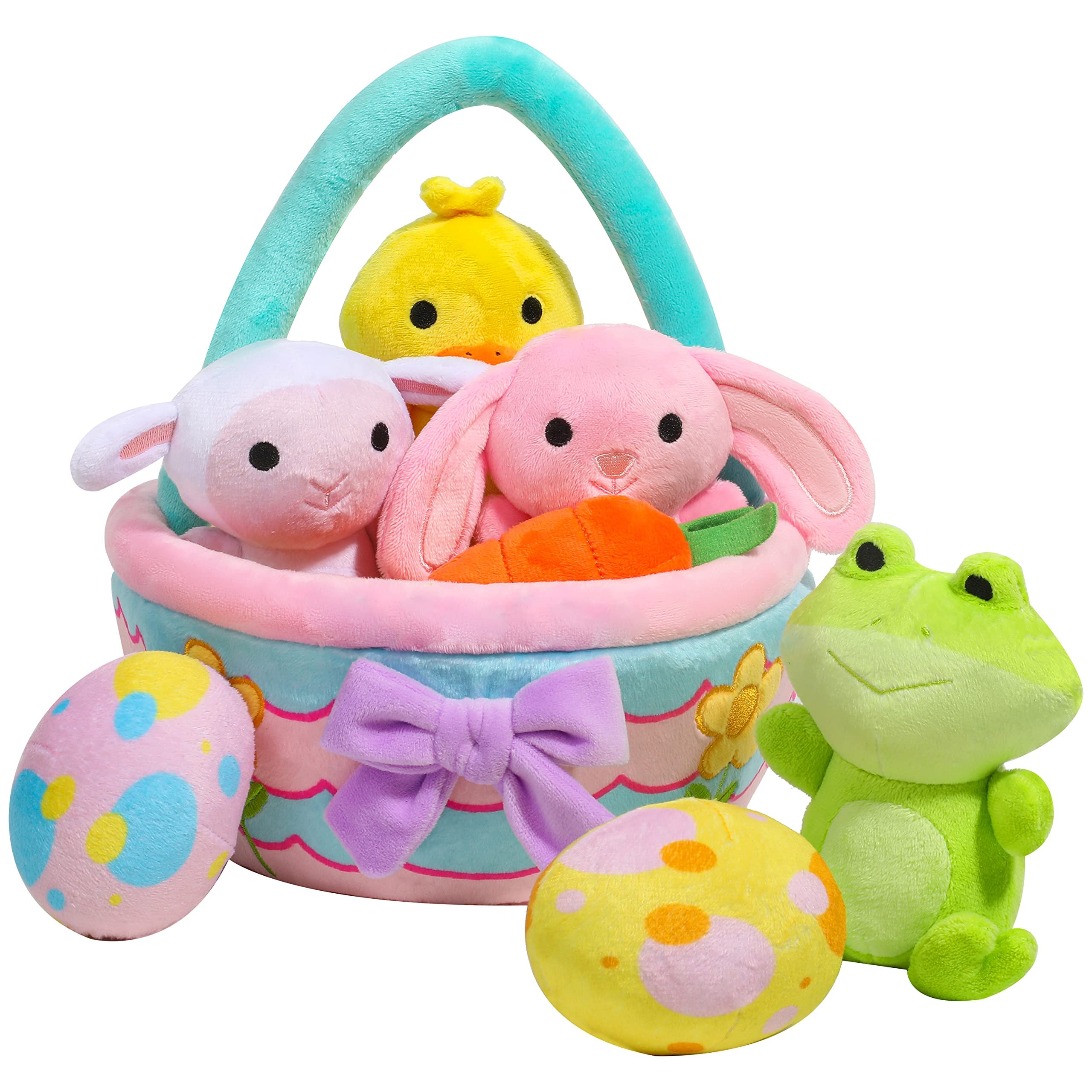 JOYIN 7 Pcs Easter Basket plushies playset Stuffers Toys for Easter Party Favors for Baby, Toddler & Kids of 3+